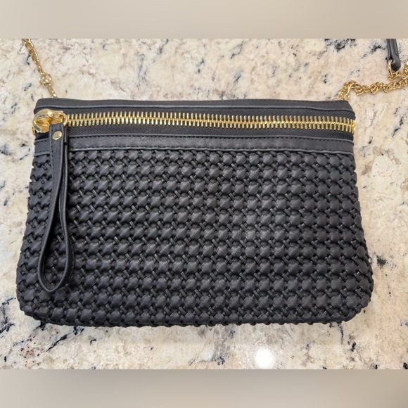 MMS Design Studio Handbags - MMS Design Studio EUC Black Woven Leather Crossbody